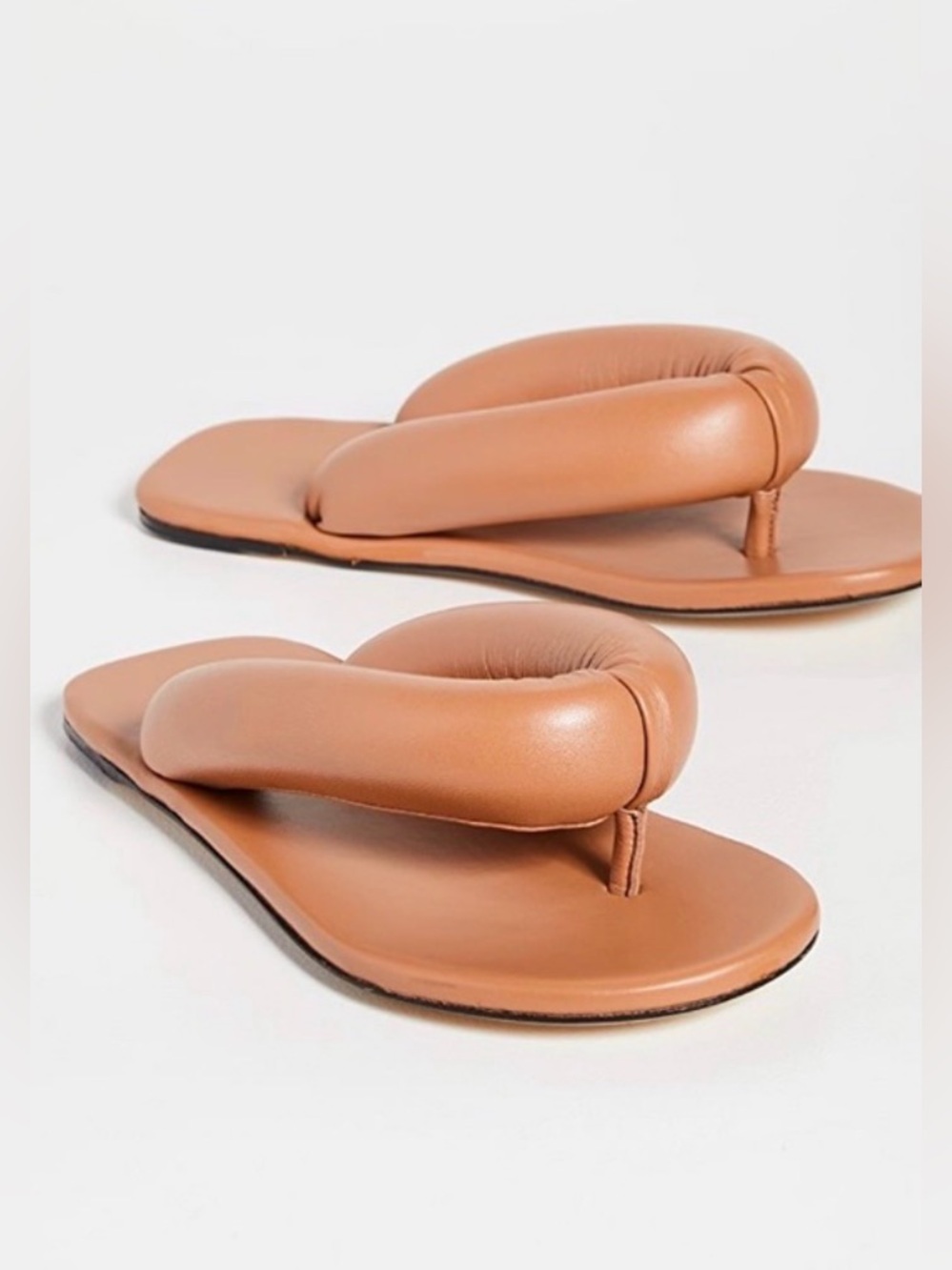 STAUD Tan Padded Thong Sandals
